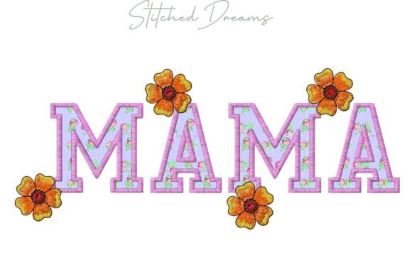Floral Mama Applique Embroidery Design
