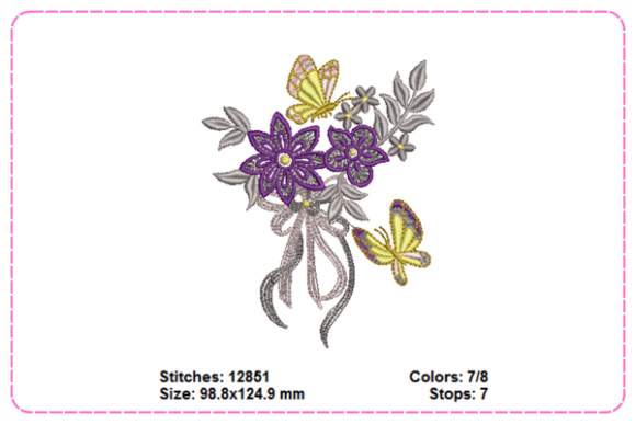 Flower Butterfly Embroidery Designs