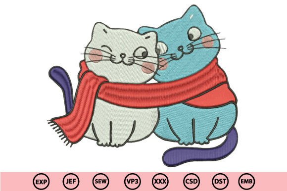Love Cat Embroidery Design