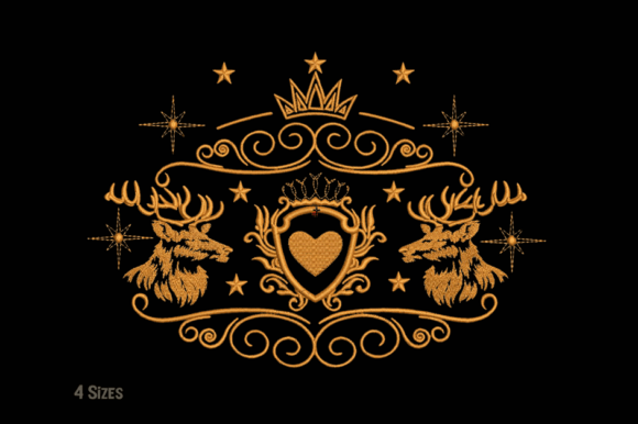Royal Deer Crest Embroidery Design