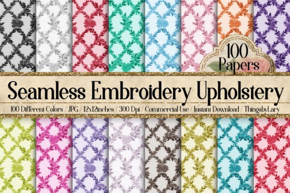 Seamless Embroidery Botanical Papers